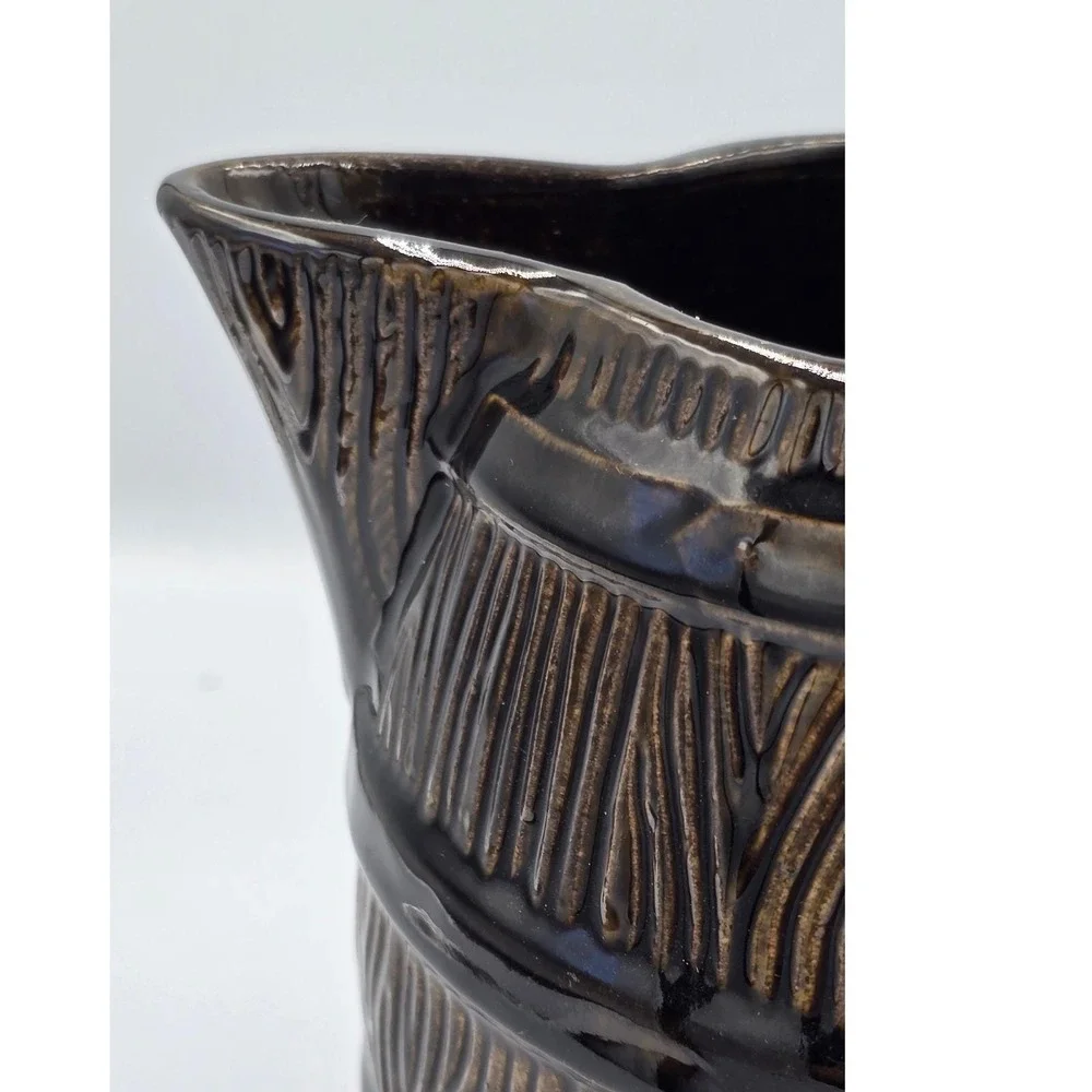 RARE Robinson Ransbottom Brown‎ Barrel Pitcher Roseville RRP Co Pottery USA Made